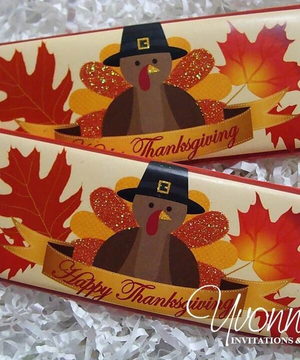 Thanksgiving Candy Bar Wrappers Assembled With Chocolate-Turkey Chocolate Party Favors For School-Office-Happy Friendsgiving