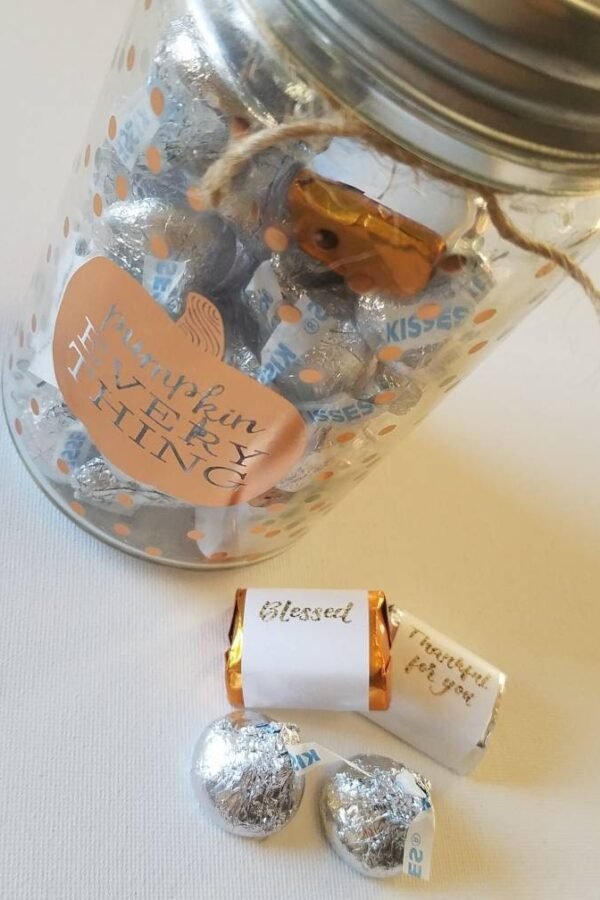 Thanksgiving Mason Jar Gift Set Personalized Chocolate Kisses