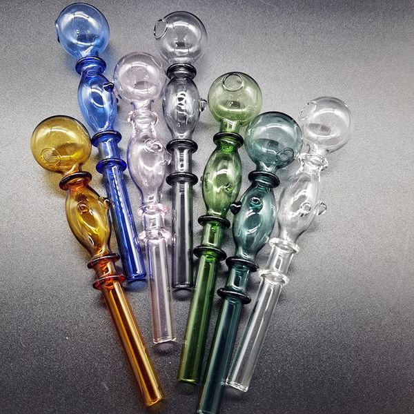 Thick Smoking Water Pipe Glass Oil Burner Pipes Double Bubble Straight Pot Approx 140mm Helical Tube Borosilicate Spring Tubes For Bongs Dab Oils Rigs