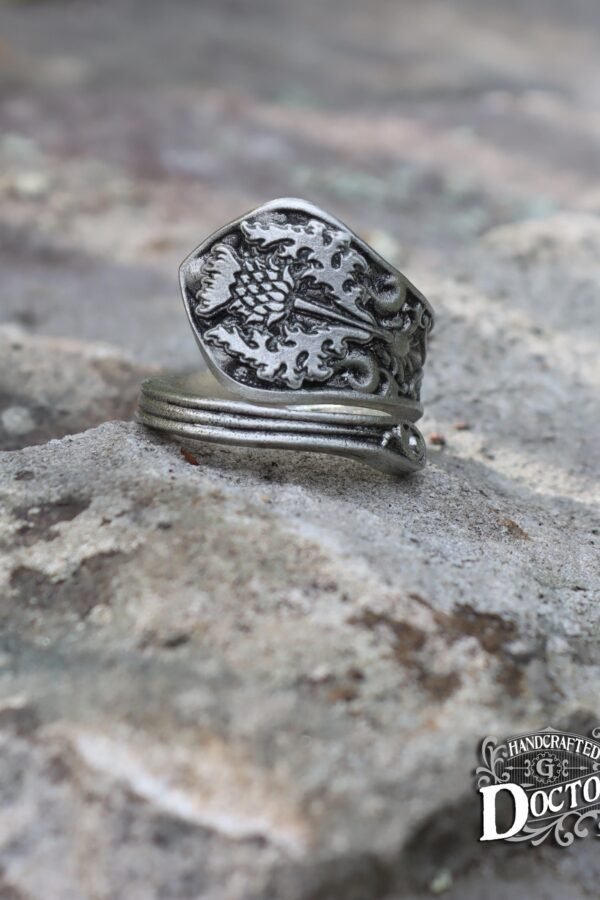 Thistle Ring - Adjustable Wrap Style Handcrafted By Doctor Gus Beautiful Antique Inspired