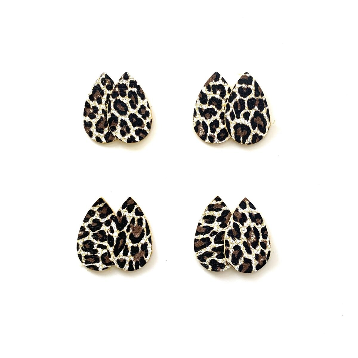 Tiny Small Chocolate Leopard Leather Teardrop Shapes, Die Cut Out Tear Drop Pieces For Diy Earrings, Wholesale Supplier