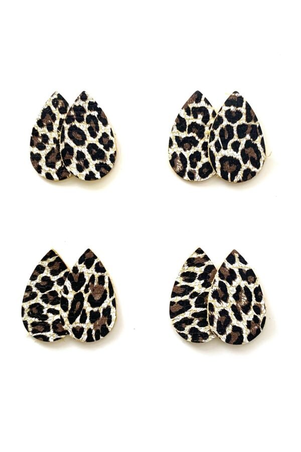 Tiny Small Chocolate Leopard Leather Teardrop Shapes, Die Cut Out Tear Drop Pieces For Diy Earrings, Wholesale Supplier