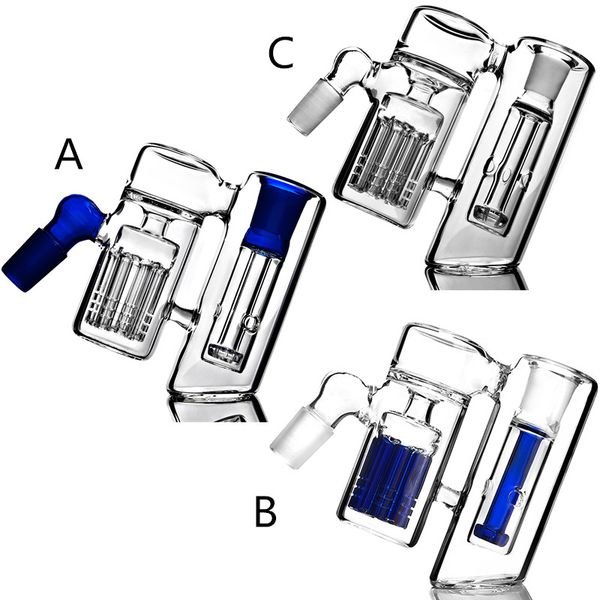 Top Sale 14MM 18MM Joint Hookahs Ash Catcher Blue Transparent Water Pipe Glass Bong Rigs Bong Smoking Pipes