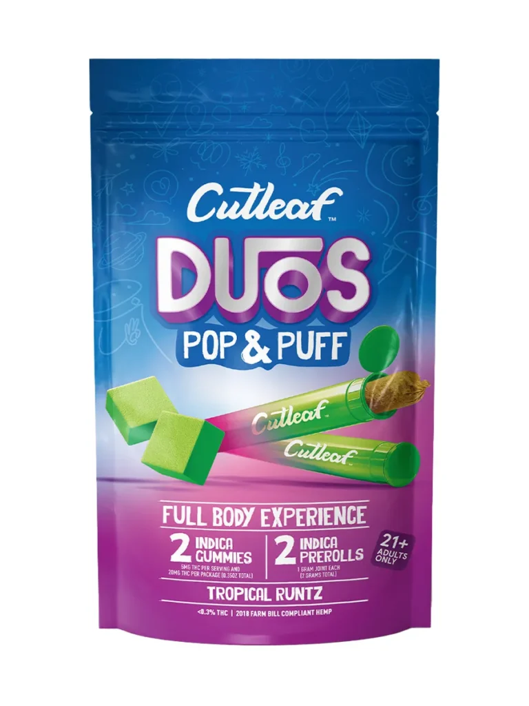Tropical Runtz Cutleaf Duos Pop & Puff THCA Pre-Rolls & Gummies 2ct