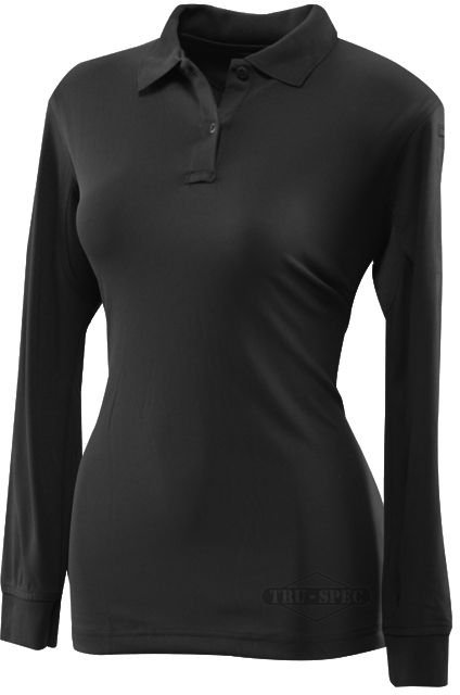 Tru-Spec Polo Shirt, 24-7 Ladies Performance Black 100% Poly Long Sleeve, Xl 4420006