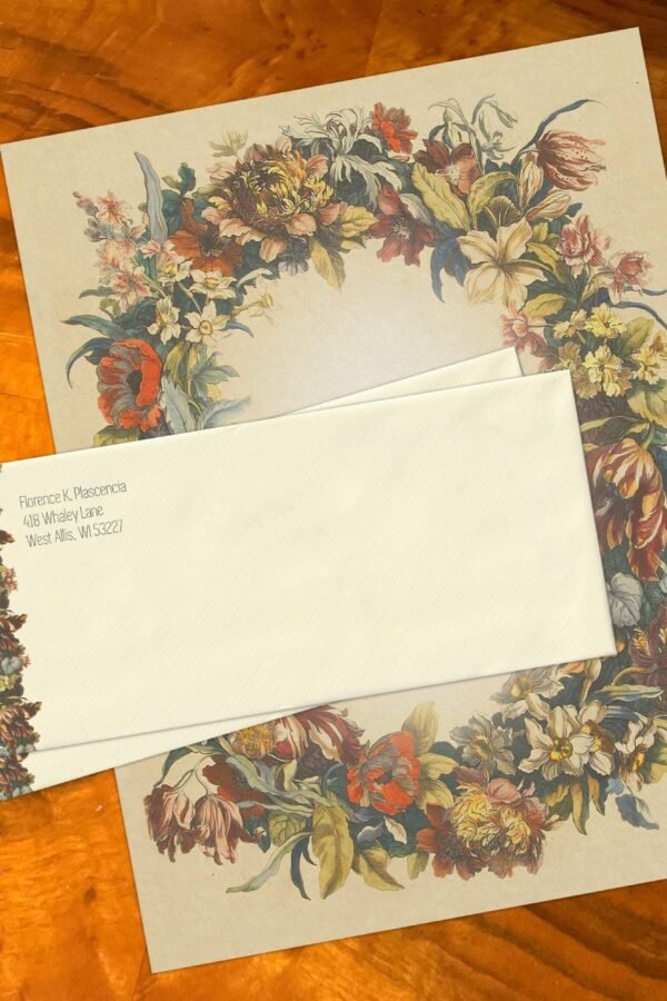 Tulip Mania, Luxurious Handcrafted Stationery Set For Letter Writing, Personalized, 12 Sheets/10 Envelopes