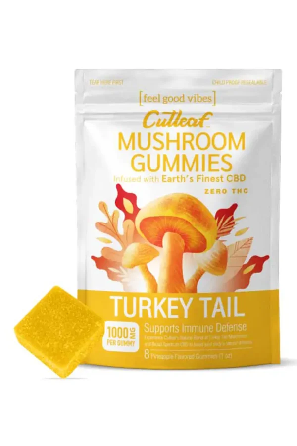 Turkey Tail Cutleaf Mushroom Gummies Zero THC 1000mg