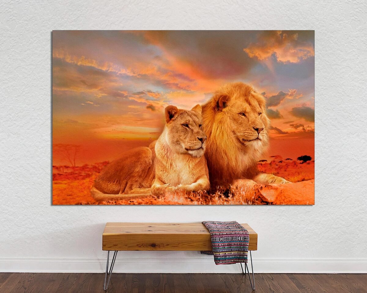 Two Lionesses, Lion Canvas Print, Wall Art, Poster, Art Gift For New Office Or Home, Canvas Print Ready To Hang