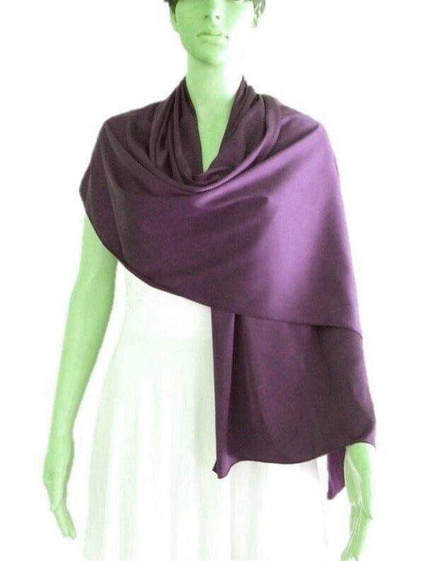 Tyrian Purple Silk Shawl. Soft Wrap Scarf. Long