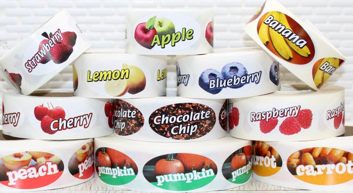 U Choose Fruity Flavor Labels Only - Oval | 1 Design 30 Labels Label, Chocolate Chip Label