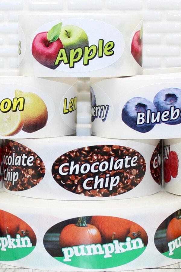 U Choose Fruity Flavor Labels Only - Oval | 1 Design 30 Labels Label, Chocolate Chip Label