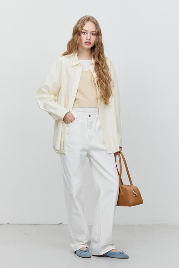 Unisex Paperly Cotton Oversized Shirt [Cream] (UDSH5A107CR)