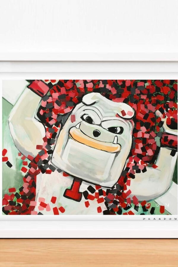 University Of Georgia National Championship "Hairy in Confetti" Illustration Print