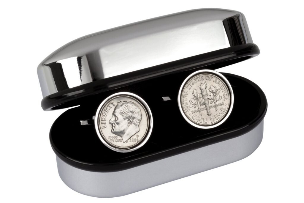 Us Coin Cufflinks - Genuine Mint 10 Cent A Coin Is Good Luck On The Wedding Day Includes Presentation Box 100% Satisfaction