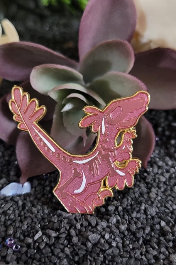 Velociraptor - Raptor Enamel Pin Skeleton Candy Themed Lapel Pin Blue Skull Gold Metal Screen Print Kawaii Small Gummi