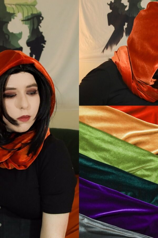 Velvet Cowl Hood | Witchy Infinity Scarf Goth Alternative Hooded Shrug Faerie Pixie Goblincore Festival Elven Halloween Neck Wrap