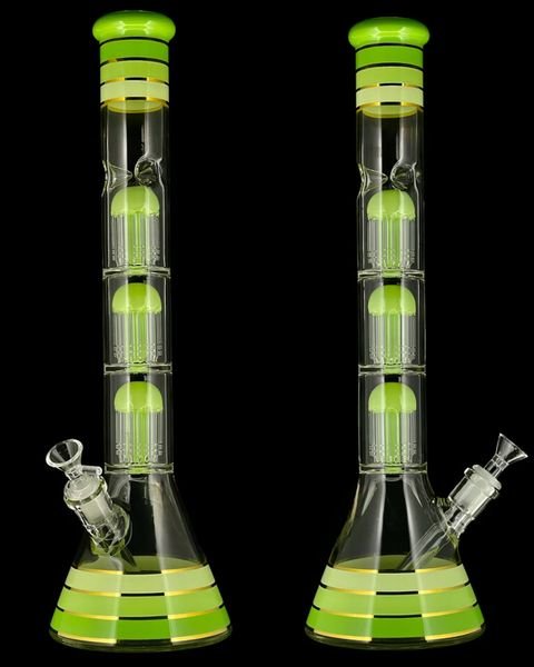 Vintage 17inch Triple Tree Perc Glass bong hookah Smoking pipe can put customer logo by DHL UPS CNE