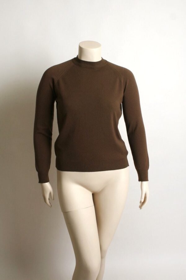 Vintage 1970S Blouse - Chocolate Brown Long Sleeve Back Zipper Action Knit Top Large