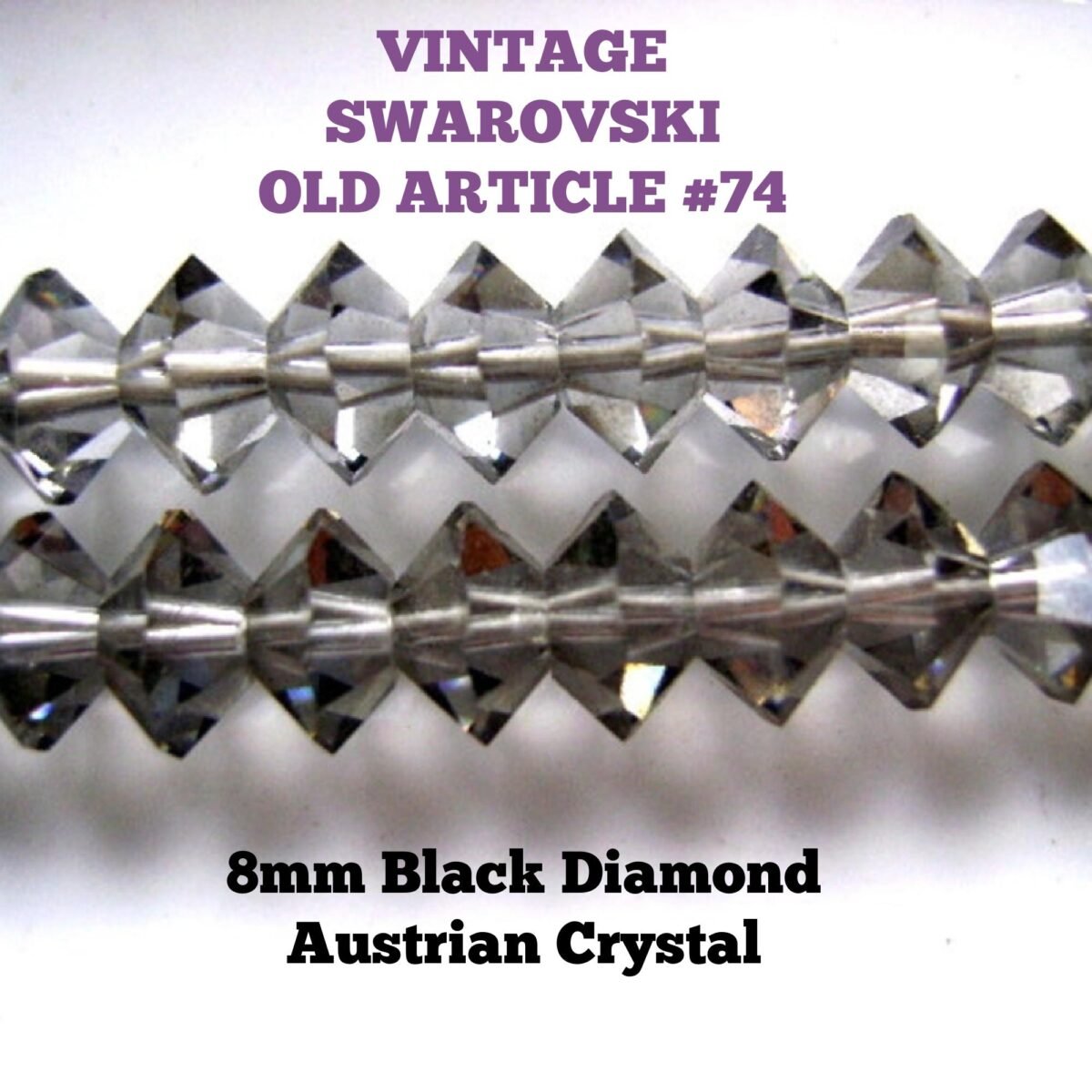 Vintage Swarovski Beads 8mm Black Diamond Crystal, 50 Pieces