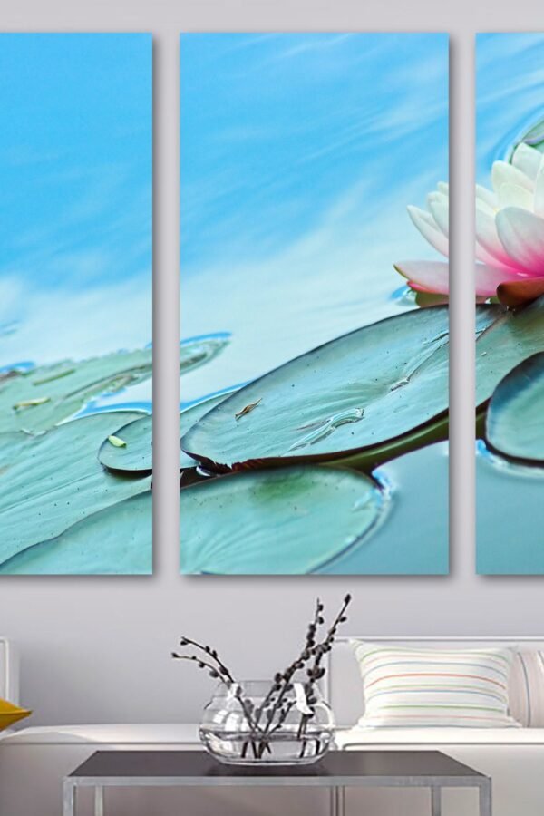 Water Lily Flower Wall Art, Spa Zen Art Canvas Print On Lotus - Giclee Home Art Decor, Wall Interior Design