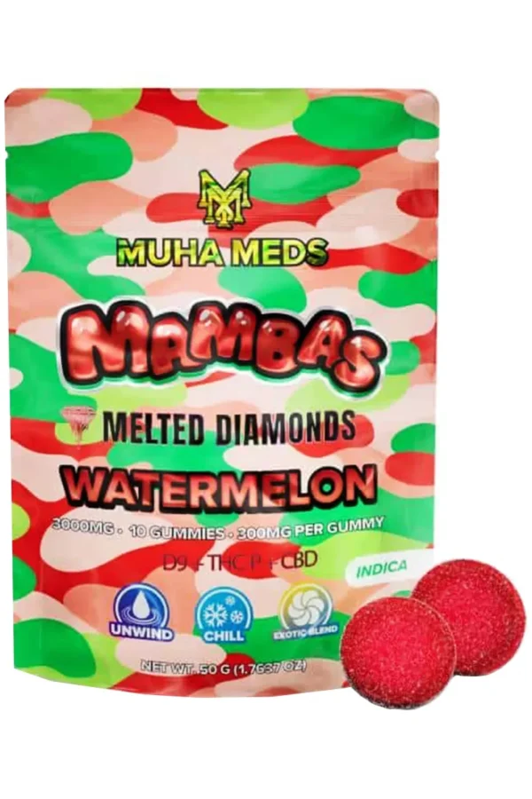 Watermelon Muha Meds Mambas Melted Diamonds Gummies 3G 10ct