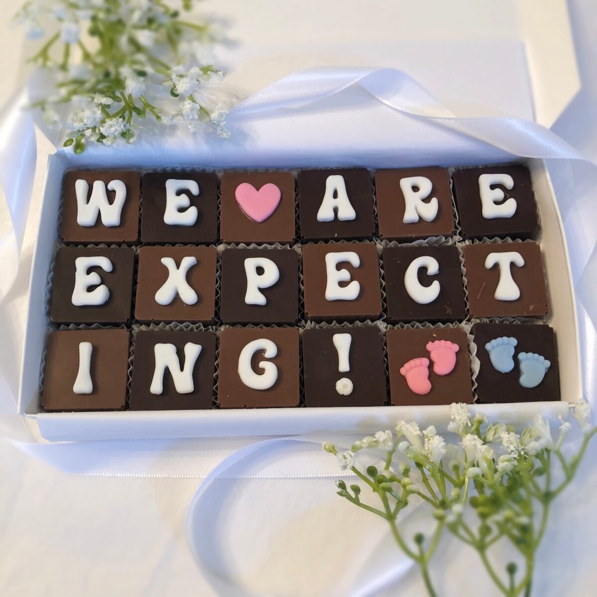We Are Expecting Baby Announcement Chocolates, Solid Milk, Dark Or White Flavors