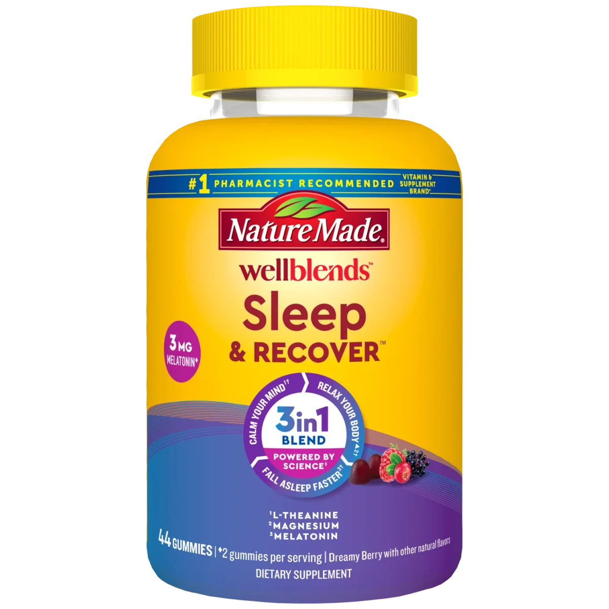 Wellblends Sleep & Recover Gummies | Nature Made Sleep Aid Supplement | 44 Count