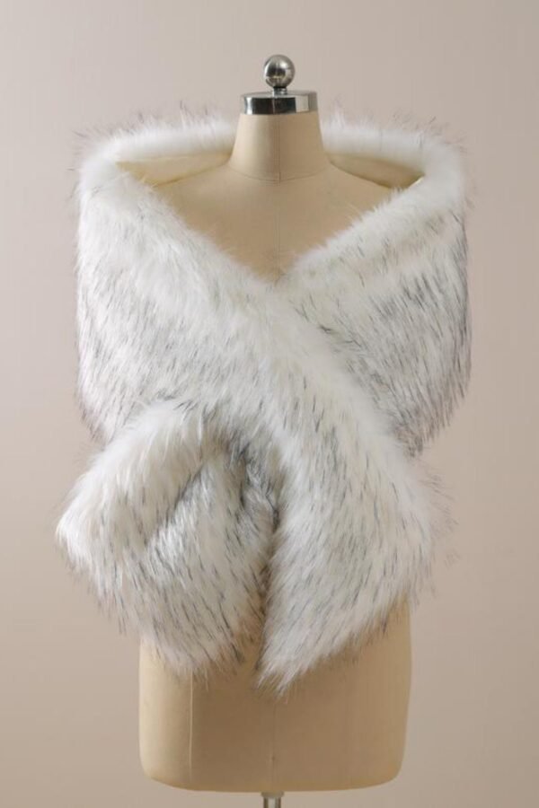 White Black Fur Wrap Wedding Shawl Faux Bolero Ivory Shrug Bridal Stole Winter Bridesmaid Cape Ivory