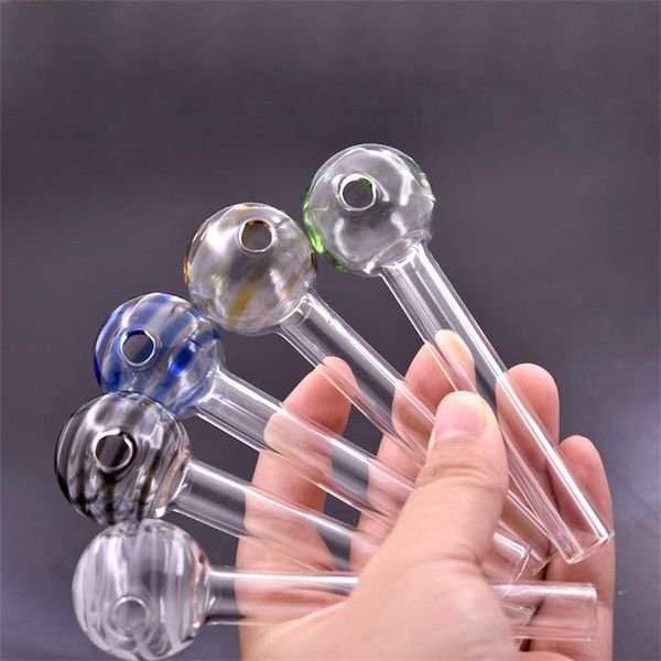 Wholesale Pyrex Mini Lollipop glass oil burner pipe smoking accessories 10cm colorful water tube nail straw pipes