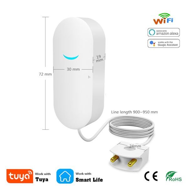 WiFi Tuya Smart Life Mini Home Water Leak Detector Kitchen Bathroom Leakage Sensor APP Warn Alarm Prevent Water Pipe Bursting