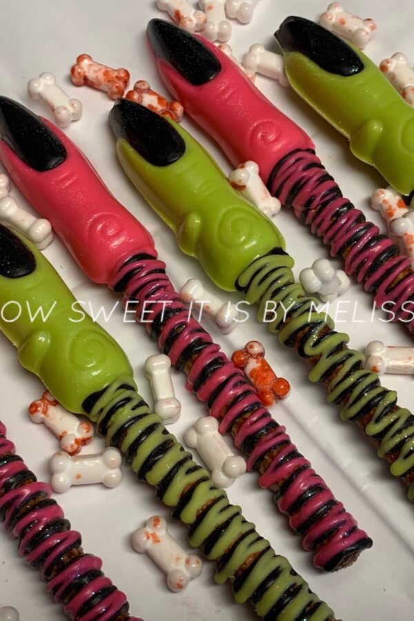 Wicked Finger Chocolate Covered Pretzel Rods - 1 Dozen Halloween