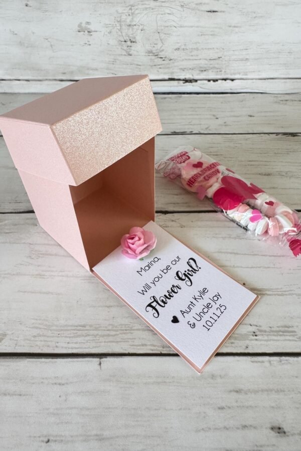 Will You Be Our Flower Girl Box/Card Bridesmaid Proposal Ring Pop Candy Engagement Be Bearer Personalized Gift Wedding Keepsake