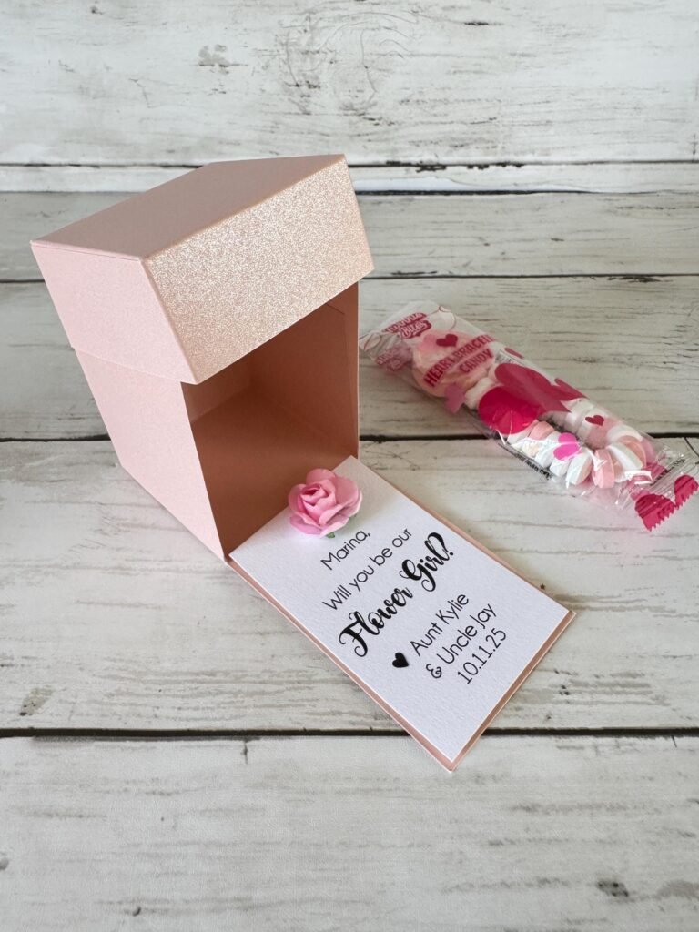 Will You Be Our Flower Girl Box/Card Bridesmaid Proposal Ring Pop Candy Engagement Be Bearer Personalized Gift Wedding Keepsake