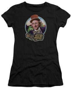 Willy Wonka and The Chocolate Factory Juniors Shirt Its Scrumdiddlyumptious Black T-Shirt