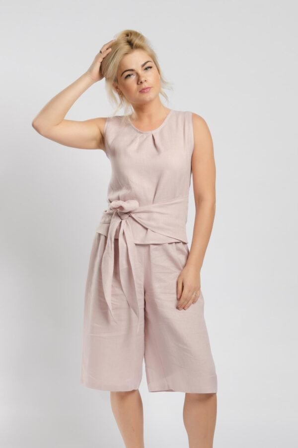 Women Pink Colour Linen Wrap Top With A Neckline On The Back, Oversized Shirt, Summer Top, Blouse, Women Clothing