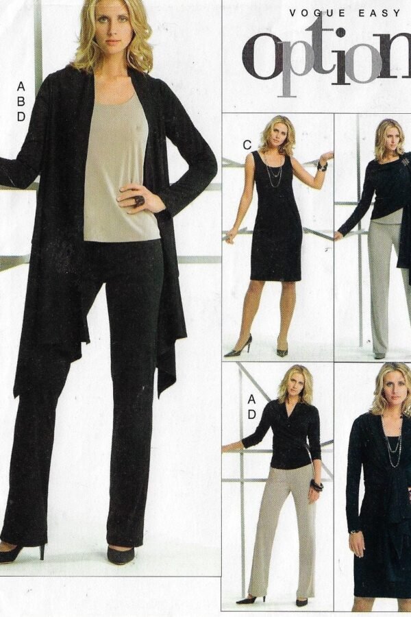 Womens Wrap Or Tie Jacket, Top, Pullover Dress & Pants Oop Vogue Sewing Pattern 8138 Size 14 16 18 Bust 36 38 40 Ff