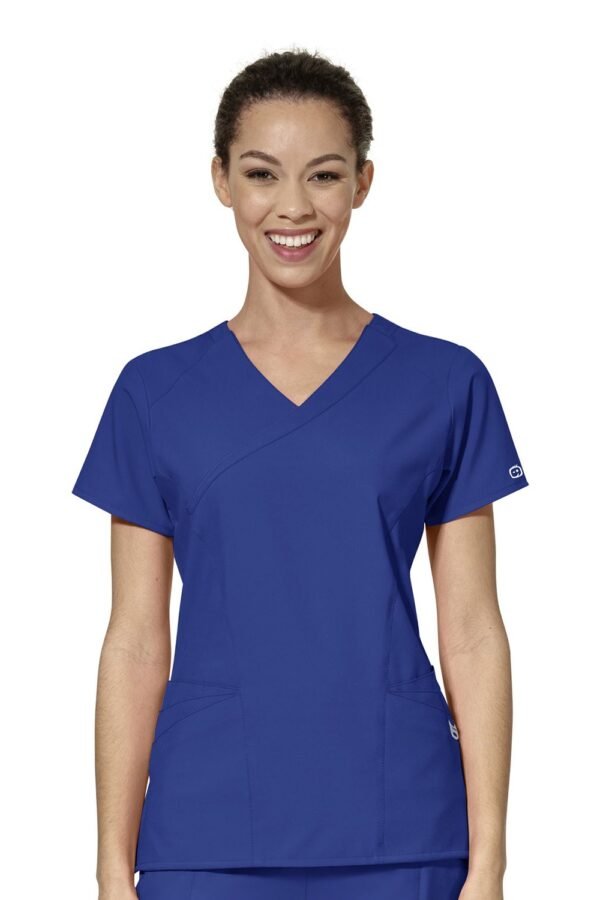 WonderWink 6455 Women's Mock Wrap Top - Galaxy Blue - 4XL
