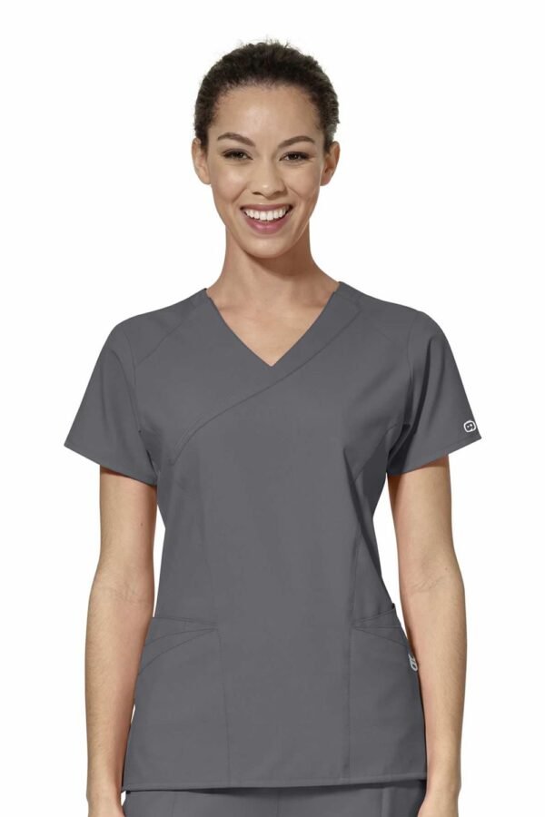 WonderWink 6455 Women's Mock Wrap Top - Pewter - 3XL