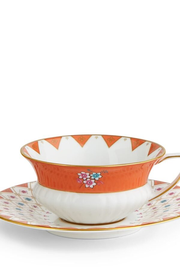 Wonderlust Peony Diamond Teacup & Saucer Set