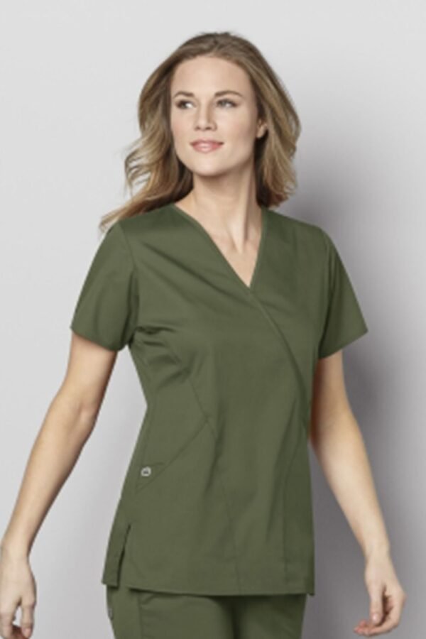 Wonderwink 102 Women's Mock Wrap Top - Olive - 5XL