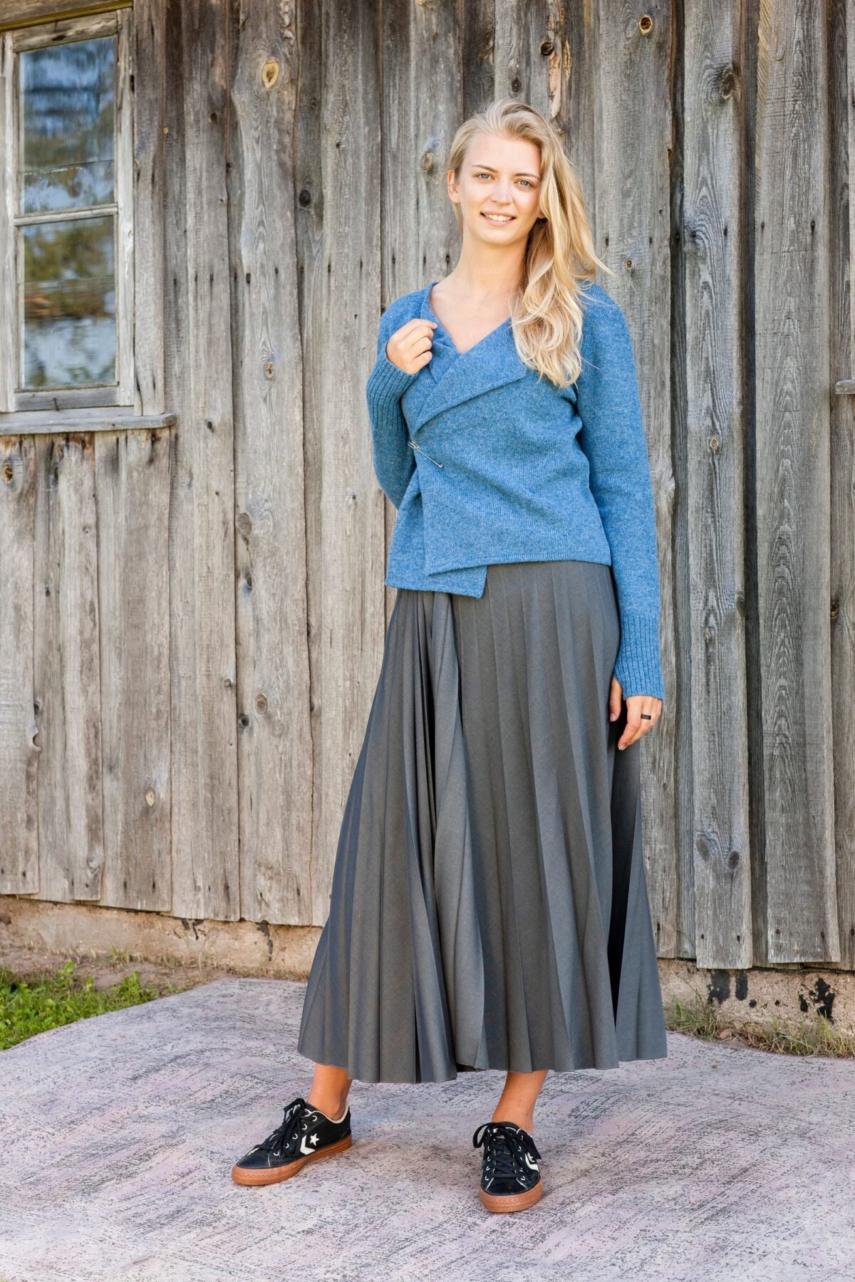 Wool Wrap Blazer, Handmade Wool Cardigan, Natural Blue Organic Soft Sweater, Warm Winter Jumper