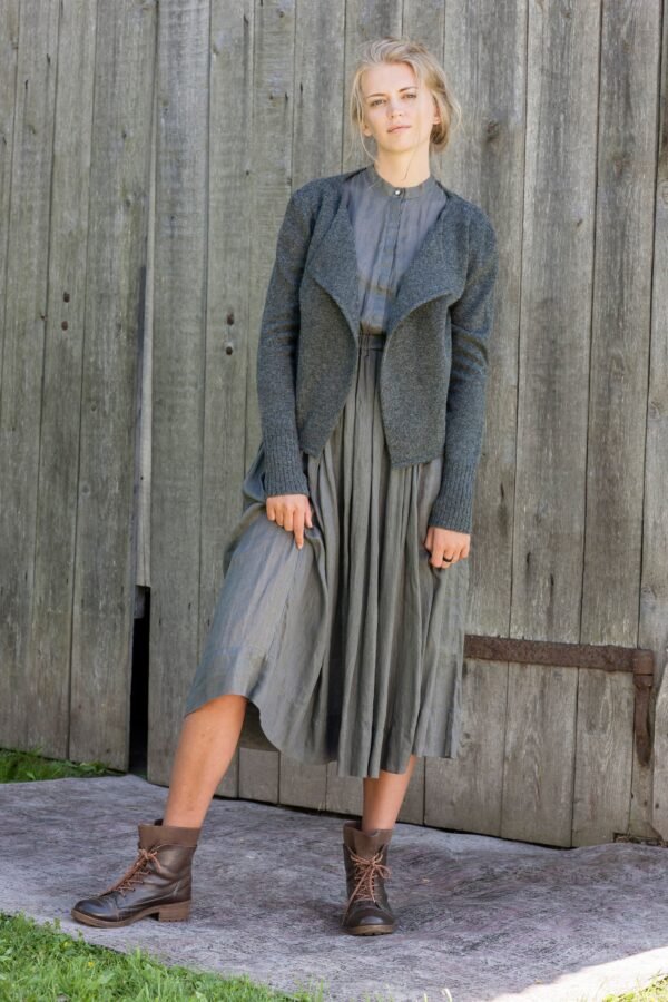 Wool Wrap Blazer, Handmade Wool Cardigan, Natural Grey Organic Soft Sweater, Warm Winter Jumper