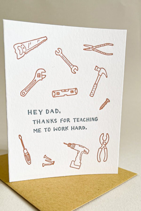 Work Hard, Father's Day Card, Thank You Dad, Letterpress Hand Made Card