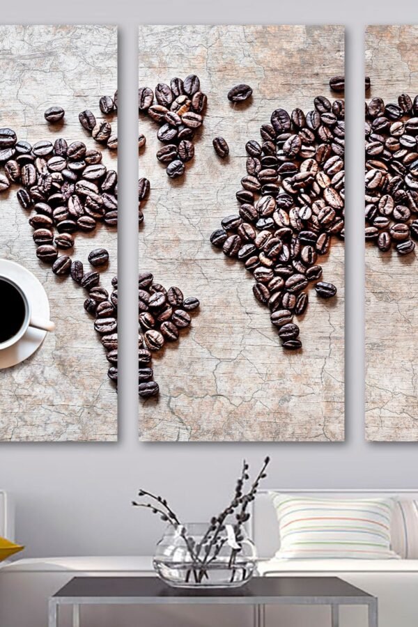 World Map Coffee Bean Canvas Print Wall Art, Shop Art, Kitchen Art Art - Giclee Home Decor, Wall Interior Design