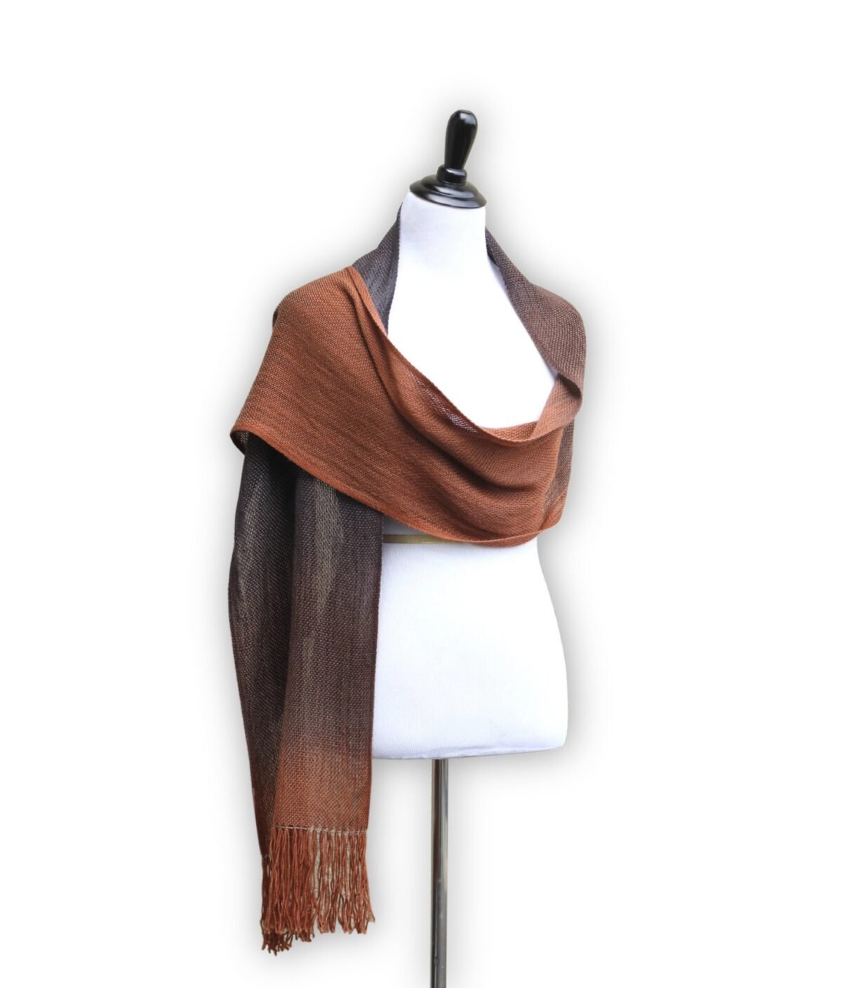 Woven Merino Wool Ombre Scarf Brown, Chocolate, & Black Pashmina