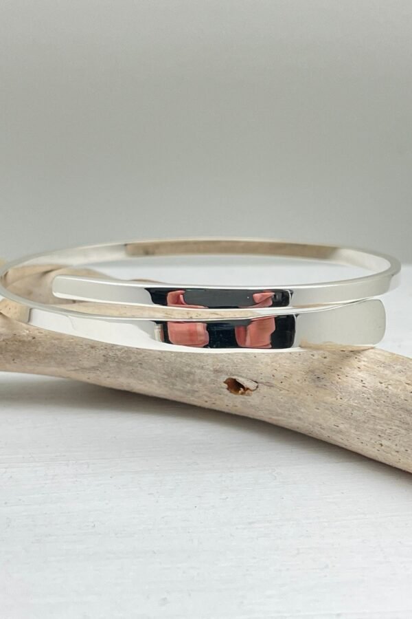 Wrap Around Bangle, 925 Sterling Silver, Circular Silver Bangle