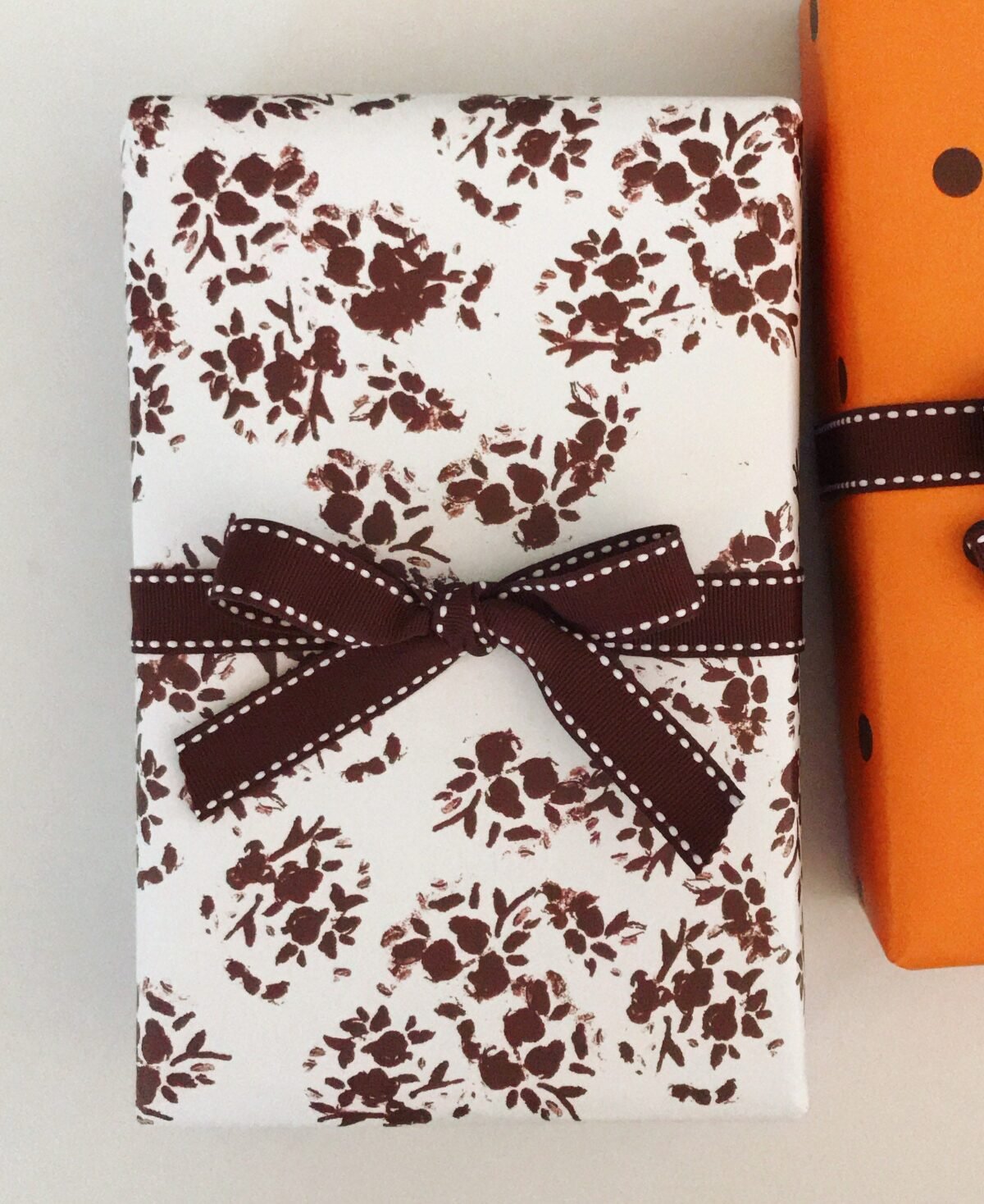 Wrapping Paper Chocolate Florette {Gift Wrap, Birthday, Holiday, Christmas}