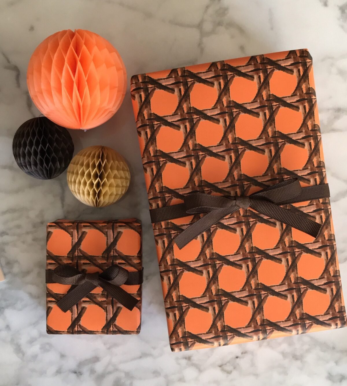 Wrapping Paper Orange & Chocolate Cane {Gift Wrap, Birthday, Holiday, Christmas}