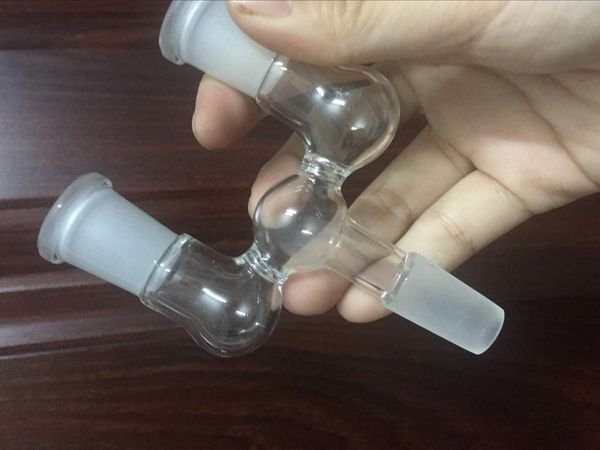 Y shape glass adapter for bongs 14.5mm and 18.8mm double bowl adapter two size Wishbone Glass Splitter Frosted Adapter for options