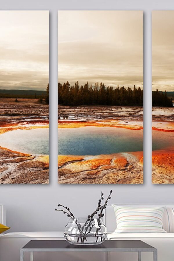 Yellowstone Grand Prismatic Hot Spring Canvas Print Wall Art. Midway Geyser National Park Giclee Home Art Decor, Wall Interior Design